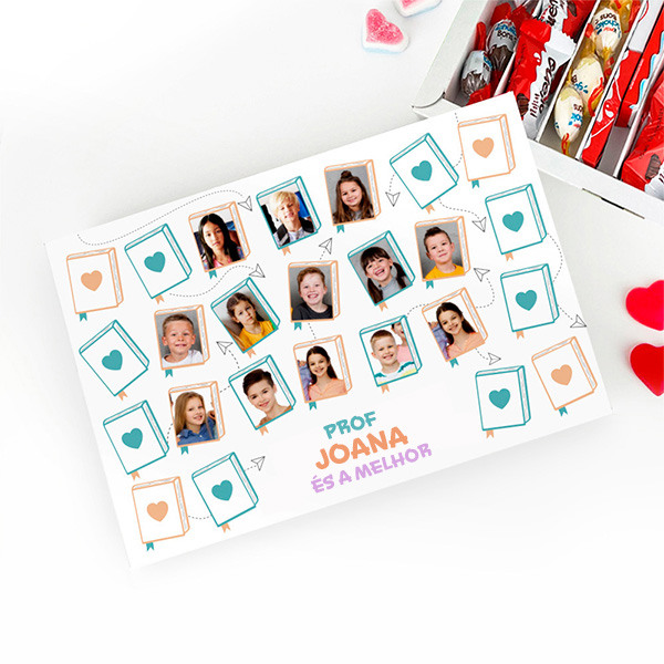 Caixa de Doces com Fotos dos Alunos e Texto personalizada