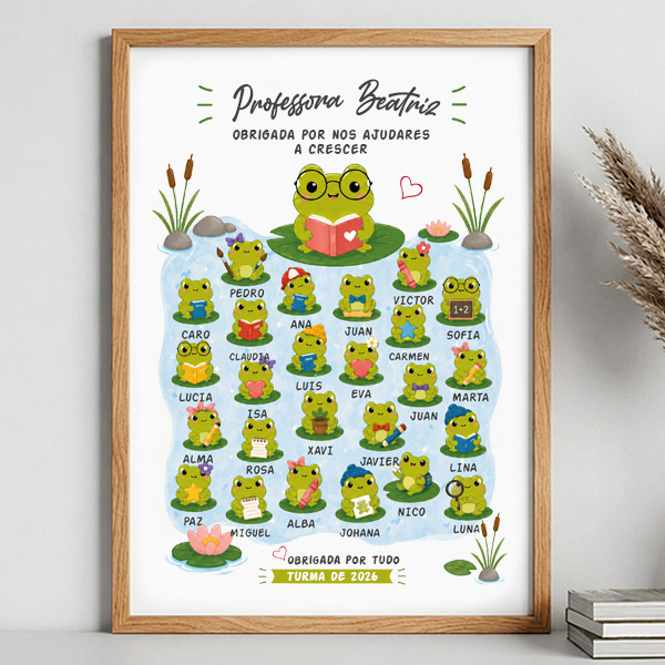 Póster para Professores com Rãzinhas e Nomes personalizados