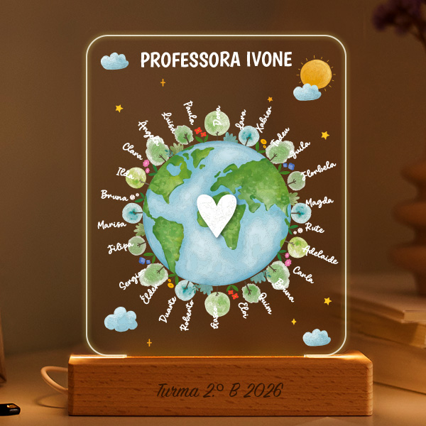 Candeeiro Planeta para Professora com Nomes personalizados