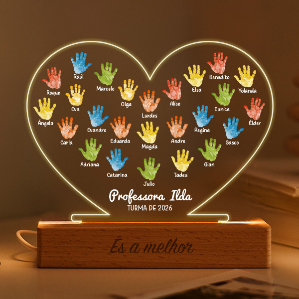 Candeeiro Mãos para Professora com Nomes personalizados