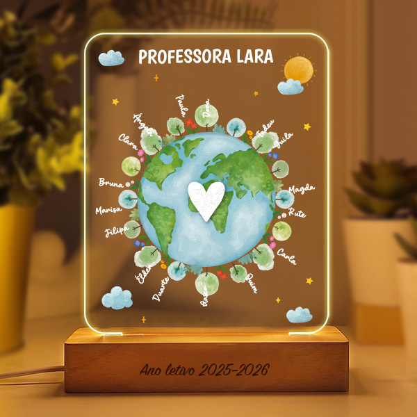 Candeeiro Planeta para Professora com Nomes personalizados