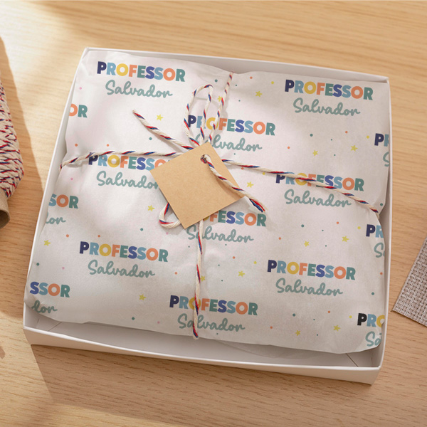 Papel de Embrulho para Professores Colorido com Nome Personalizado
