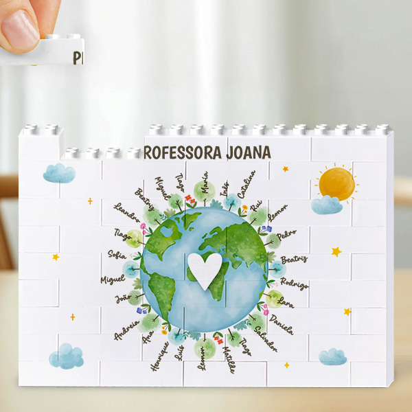Puzzle de Blocos Planeta com Nomes personalizados