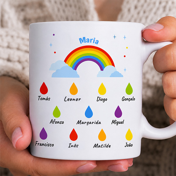 Caneca Chuva com Nomes personalizada