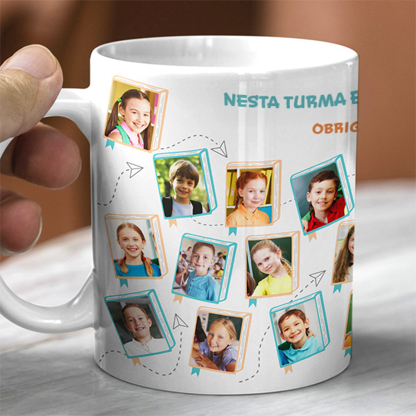 Caneca com Fotos dos Alunos e Texto personalizada