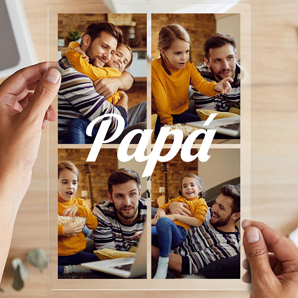 Placa Pai personalizada com 4 fotografias