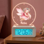 Miniatura de Relógio Despertador Fada com Luz e Nome Personalizado
