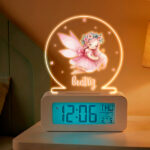 Miniatura de Relógio Despertador Fada com Luz e Nome Personalizado