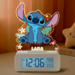 Relógio Despertador Stitch com Luz e Nome Personalizado Miniatura de Relógio Despertador Stitch com Luz e Nome Personalizado