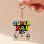 Miniatura de Porta-chaves Super Pai com Nomes Personalizados