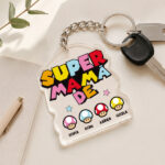 Miniatura de Porta-chaves Super Mãe com Nomes Personalizados