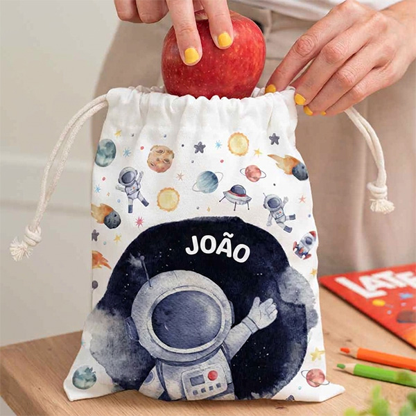 Saco de Lanche Infantil Astronauta no Espaço Personalizado