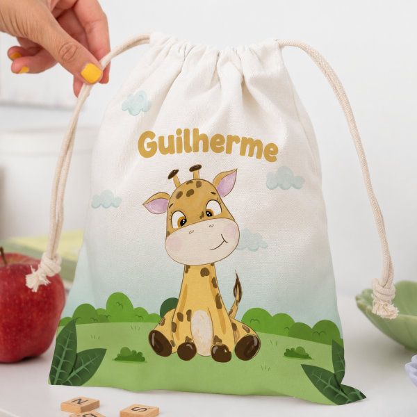 Saco de Lanche Infantil Animais da Selva personalizado