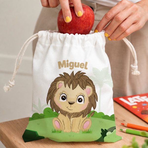 Saco de Lanche Infantil Animais da Selva personalizado
