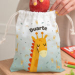Saco de Lanche Infantil Animais Coloridos Personalizado Miniatura de Saco de Lanche Infantil Animais Coloridos Personalizado