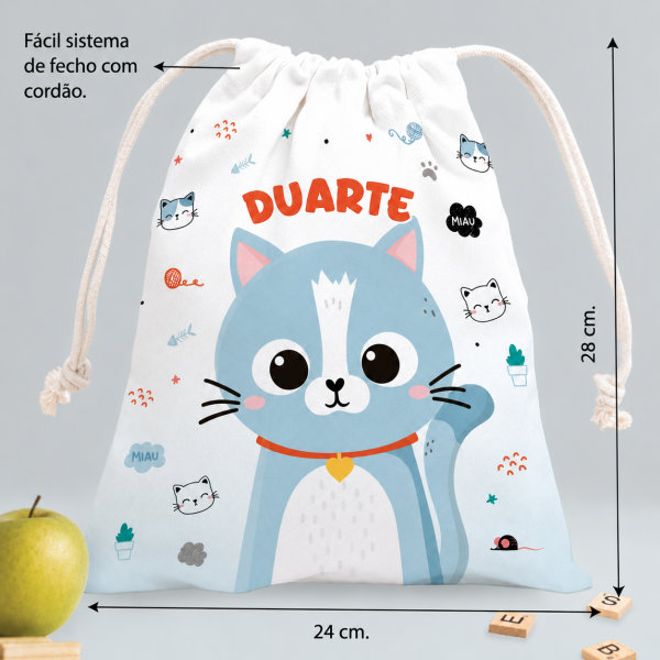 Saco de Lanche Infantil Animais Coloridos Personalizado