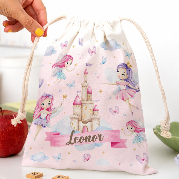 Saco de Lanche Infantil Fadas Personalizado