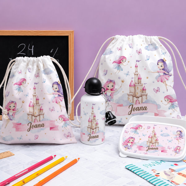 Saco de Lanche Infantil Fadas Personalizado