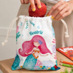 Saco de Lanche Infantil Sereia Personalizado Miniatura de Saco de Lanche Infantil Sereia Personalizado