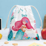 Miniatura de Saco de Lanche Infantil Sereia Personalizado