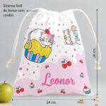 Miniatura de Saco de Lanche Infantil Gatinhos Personalizado