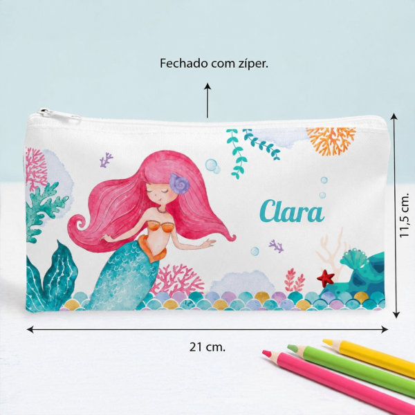 Estojo Infantil Sereia Personalizado