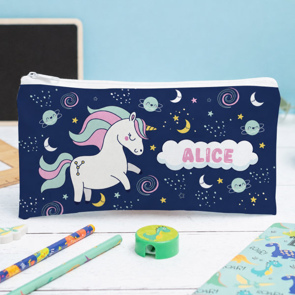 Estojo Infantil Unicórnios Coloridos Personalizado