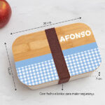 Miniatura de Lancheira com Tampa de Madeira Infantil Xadrez Personalizada