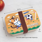 Miniatura de Lancheira com Tampa de Madeira Infantil Futebol Personalizada