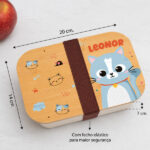 Miniatura de Lancheira com Tampa de Madeira Infantil Animais Coloridos Personalizada