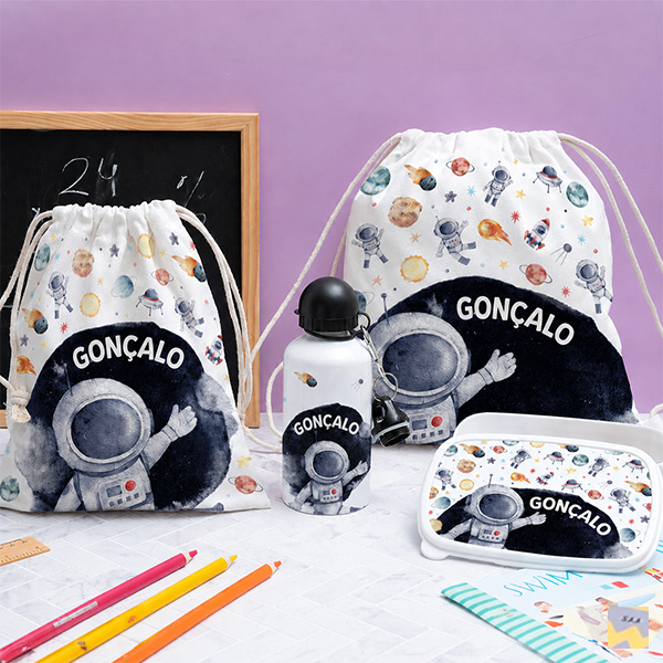 Lancheira Infantil Astronauta no Espaço personalizada