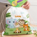 Mochila-Saco Infantil Animais da Selva personalizada Miniatura de Mochila-Saco Infantil Animais da Selva personalizada