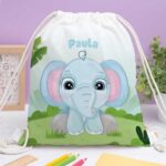 Miniatura de Mochila-Saco Infantil Animais da Selva personalizada