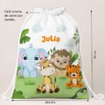 Miniatura de Mochila-Saco Infantil Animais da Selva personalizada