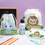 Miniatura de Mochila-Saco Infantil Animais da Selva personalizada