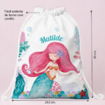 Miniatura de Mochila Saco Infantil Sereia Personalizada