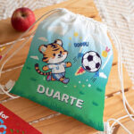 Miniatura de Mochila-Saco Infantil Futebol personalizada