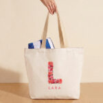 Miniatura de Tote Bag Inicial de Flores com Nome Personalizado