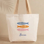 Tote Bag Peixes Coloridos com Nome Personalizado Miniatura de Tote Bag Peixes Coloridos com Nome Personalizado
