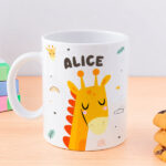 Miniatura de Caneca Infantil Inquebrável Animais Coloridos com Nome Personalizada