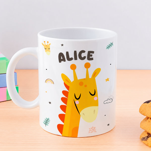 Caneca Infantil Inquebrável Animais Coloridos com Nome Personalizada