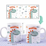 Miniatura de Caneca Infantil Inquebrável Animais Coloridos com Nome Personalizada