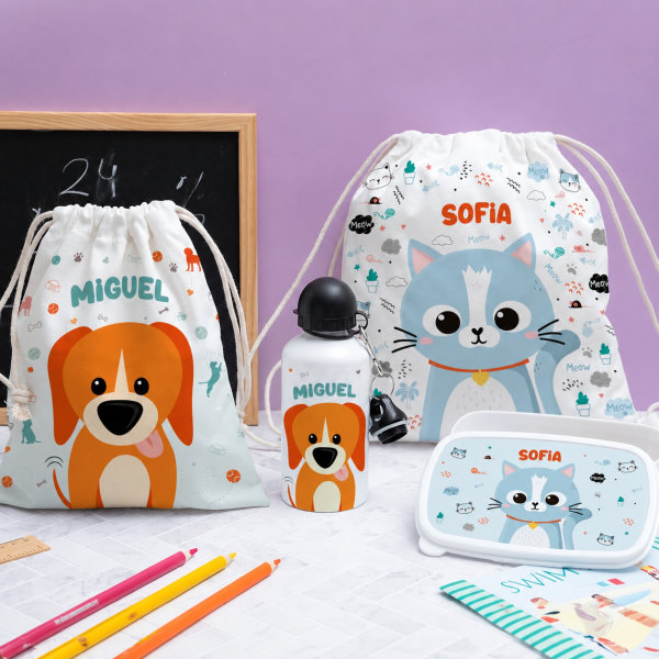 Caneca Infantil Inquebrável Animais Coloridos com Nome Personalizada