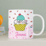 Miniatura de Caneca Infantil Inquebrável Gatinhos com Nome Personalizada