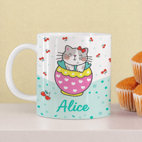 Caneca Infantil Inquebrável Gatinhos com Nome Personalizada