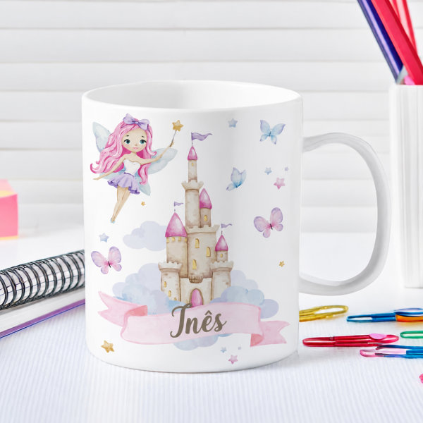 Caneca Infantil Inquebrável Fadas com Nome Personalizada