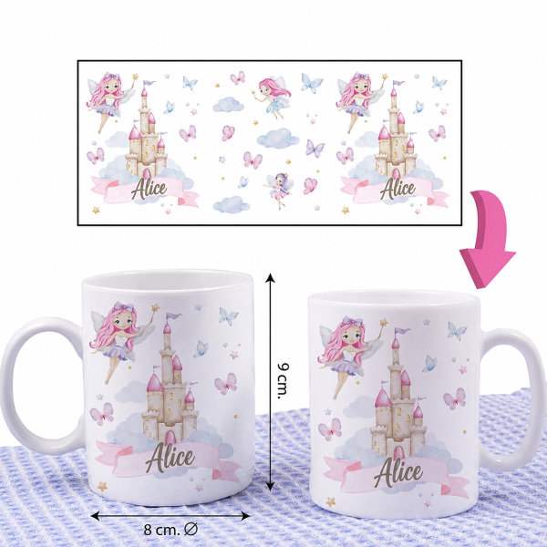 Caneca Infantil Inquebrável Fadas com Nome Personalizada