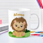 Miniatura de Caneca Infantil Inquebrável Animais da Selva com Nome personalizada