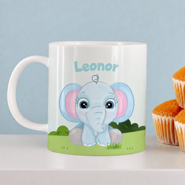 Caneca Infantil Inquebrável Animais da Selva com Nome personalizada