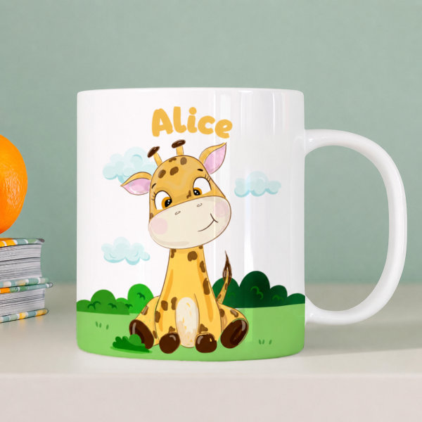 Caneca Infantil Inquebrável Animais da Selva com Nome personalizada